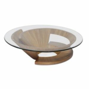 Round Wood Glass Coffee Table
